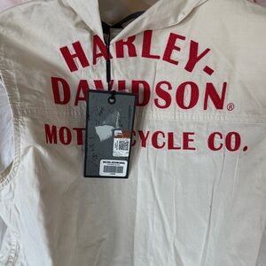 Harley-Davidson Cream Sleeveless Vest with Red Logo Large